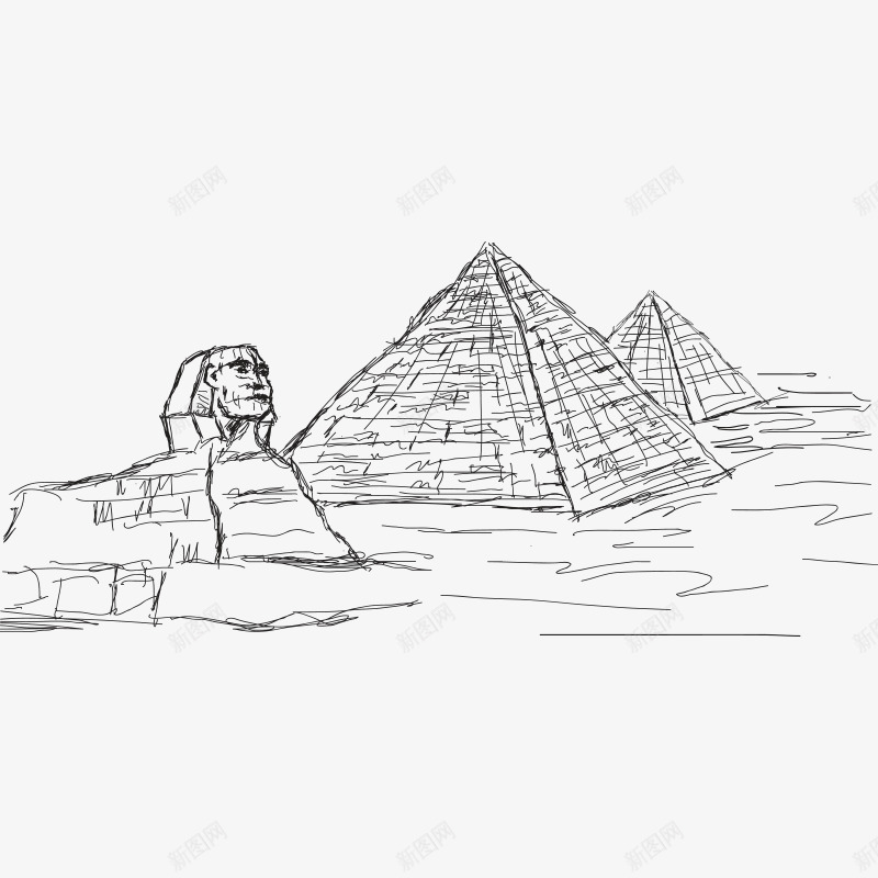 手绘线稿金字塔png免抠素材_新图网 https://ixintu.com 世界遗产 手绘 线稿 金字塔