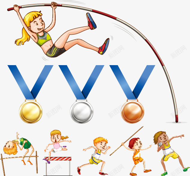 卡通跳跃竞技比赛图标png_新图网 https://ixintu.com 体育运动 简约图标 运动图标 运动小人
