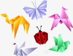 矢量折纸瓢虫动物折纸高清图片