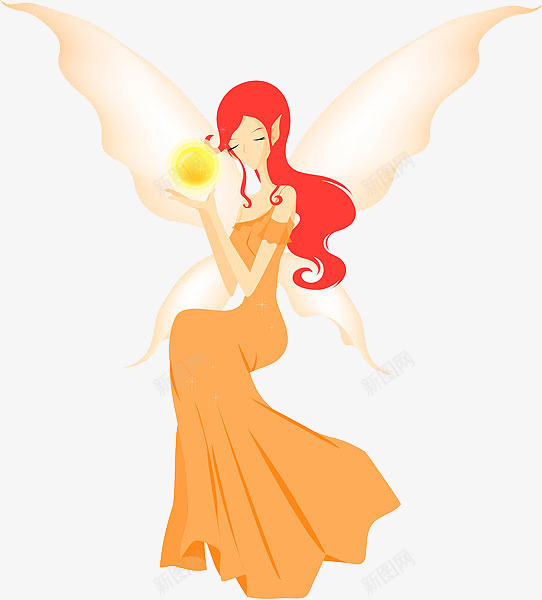 橙花仙子png免抠素材_新图网 https://ixintu.com 卡通手绘 可爱画风 唯美画面 天使 带翅膀的女孩 装饰