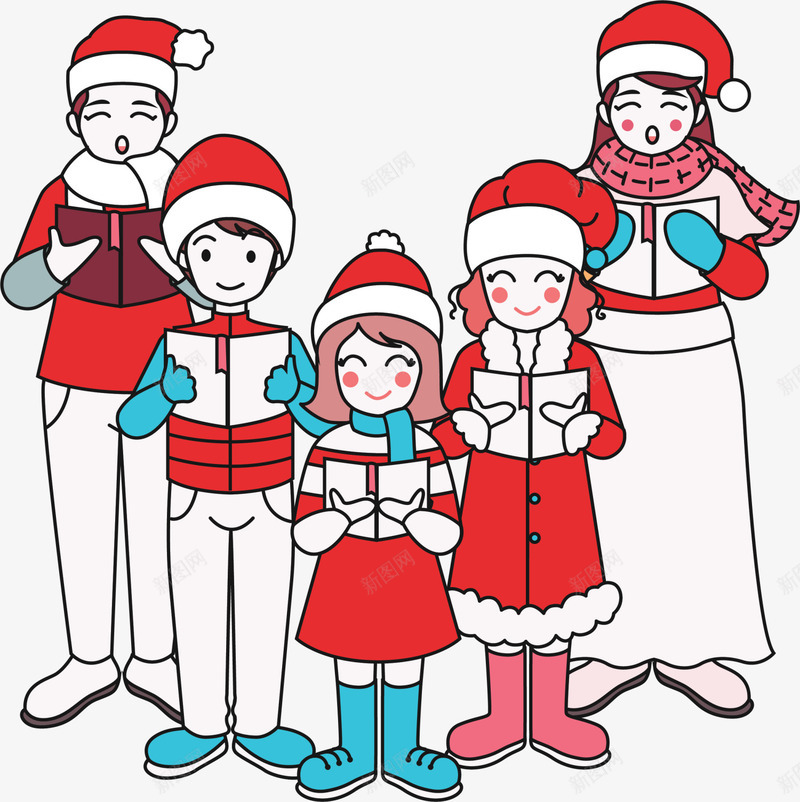 红色圣诞一家人png免抠素材_新图网 https://ixintu.com 冬季家庭 圣诞节 歌唱一家人 红色一家人 节日小人 装饰图案