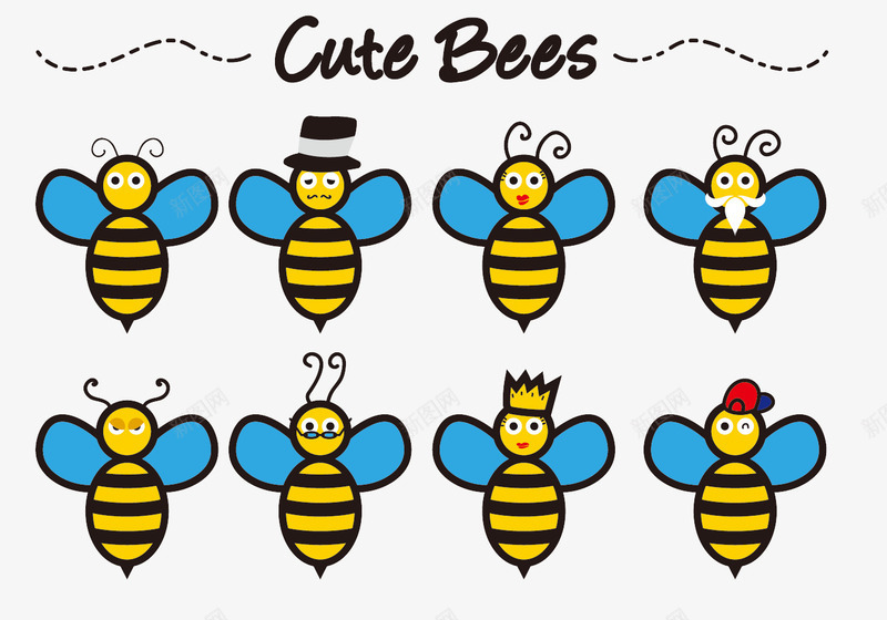 可爱简笔画蜜蜂矢量图eps免抠素材_新图网 https://ixintu.com 可爱 简笔画 蜂蜜 蜜蜂 矢量图