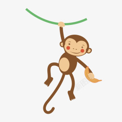 卡通猴子爬树素材