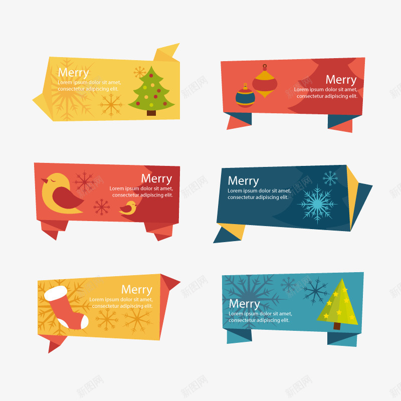 圣诞节折纸标签矢量图ai免抠素材_新图网 https://ixintu.com 圣诞节 折纸 标签 矢量素材 矢量图