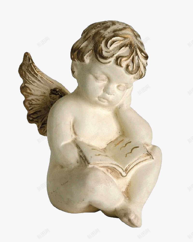 看书的天使小孩雕塑png免抠素材_新图网 https://ixintu.com 书本 天使 小孩 看书 雕塑