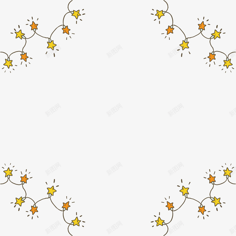 彩灯装饰图png免抠素材_新图网 https://ixintu.com 五角星 创意 卡通手绘 彩灯 水彩 节日装饰 边框 黄色