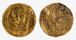 古罗马遗址金色古罗马金币实物高清图片