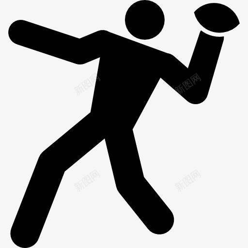 橄榄球运动员把球扔图标png_新图网 https://ixintu.com 体育 剪影的人 投壶 投掷 橄榄球 球 球员 运动