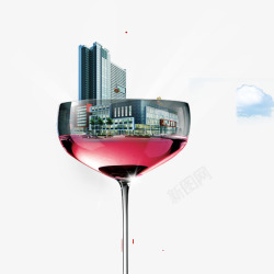 地产桌子上的红酒杯创意房地产高清图片