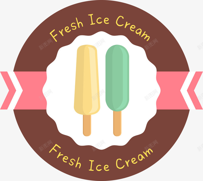 卡通冰棒贴纸png免抠素材_新图网 https://ixintu.com 冰棒 冰淇淋 标签 矢量图案 贴纸 雪糕甜品