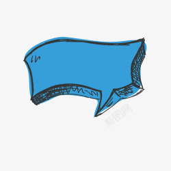 蓝色手绘对话框素材