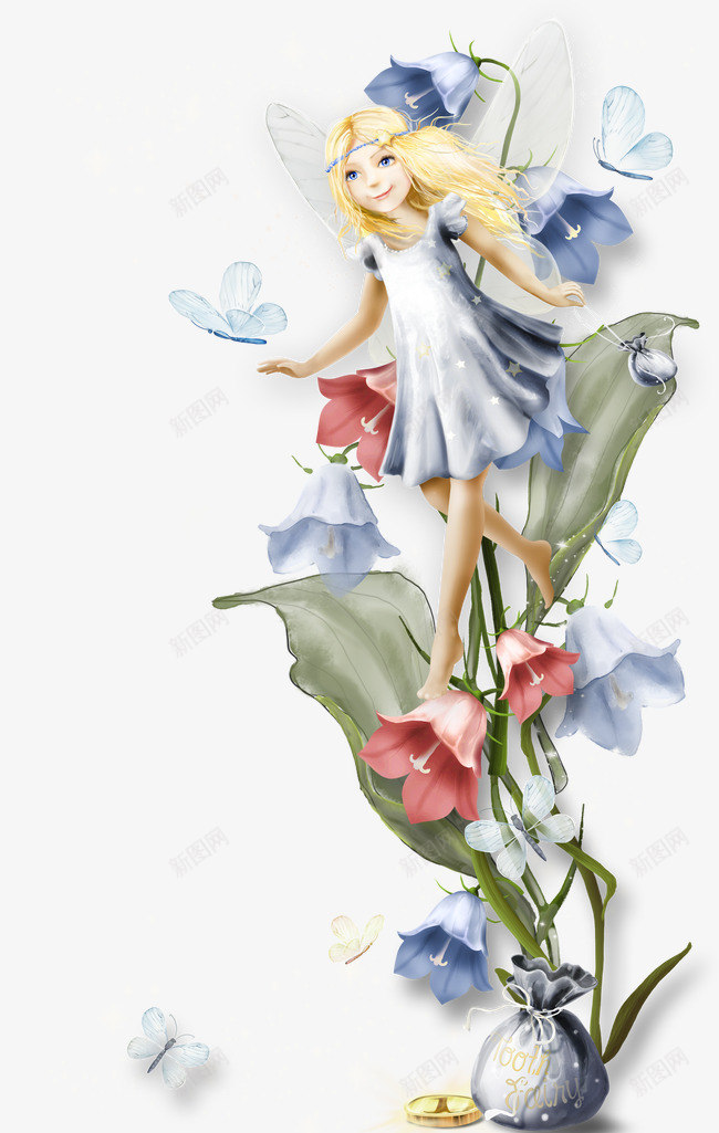 精灵png免抠素材_新图网 https://ixintu.com 天使 清新 精灵 花朵 花边 边角装饰