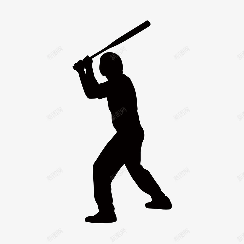 棒球png免抠素材_新图网 https://ixintu.com 体育 剪影 拿着球棒 棒球 运动
