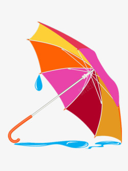 雨滴落在彩色的伞上素材
