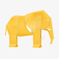 黄色卡通大象折纸素材
