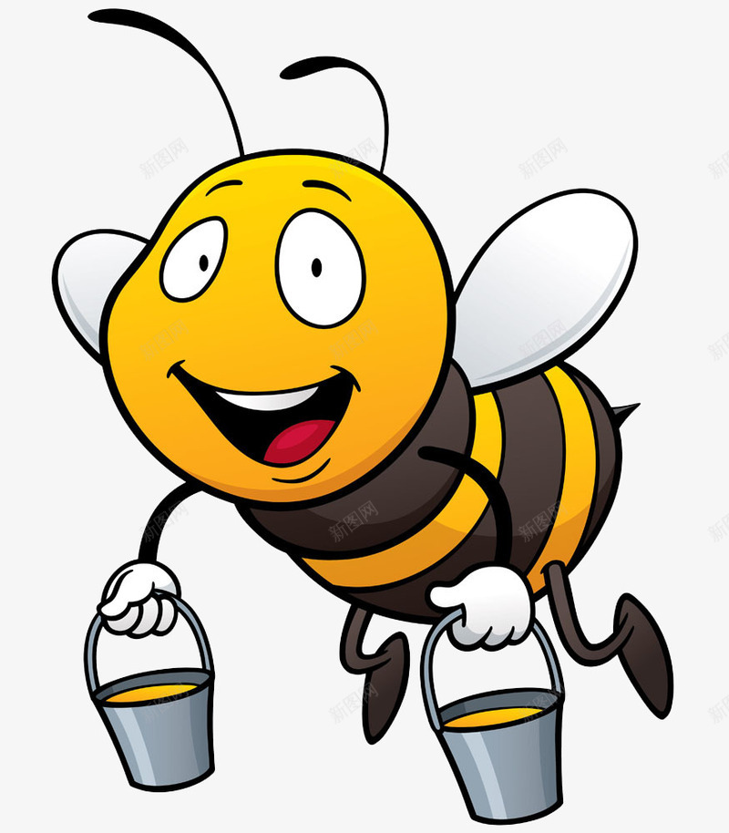 手绘蜜蜂png免抠素材_新图网 https://ixintu.com 劳动的蜜蜂 卡通 可爱 手绘 提着桶的蜜蜂 蜜蜂 采蜂蜜的蜜蜂 黄蜂