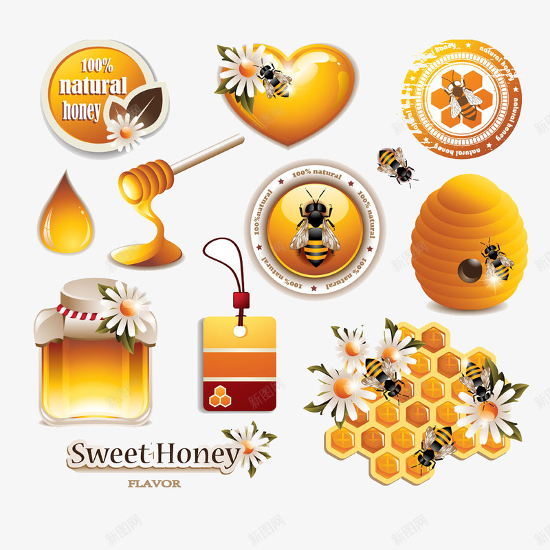 蜂蜜标签片png免抠素材_新图网 https://ixintu.com 开通 蜂蜜 黄色