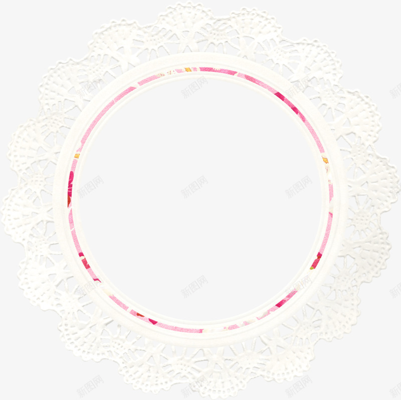 卡通手绘圆形镂空边框png免抠素材_新图网 https://ixintu.com 圆形边框 白色 花边 镂空素材