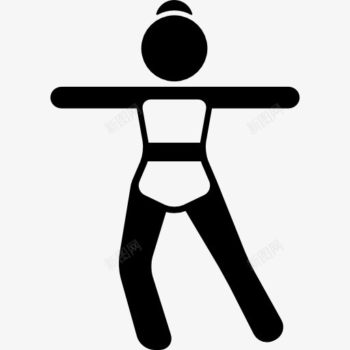 女孩伸展手臂和弯曲一条腿图标png_新图网 https://ixintu.com 体育 女人 平静 放松 瑜伽 运动