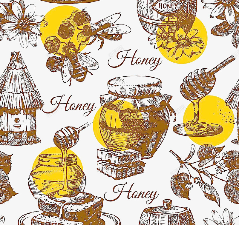 有质感的手绘蜂蜜元素png免抠素材_新图网 https://ixintu.com 元素 手绘 蜂蜜 质感