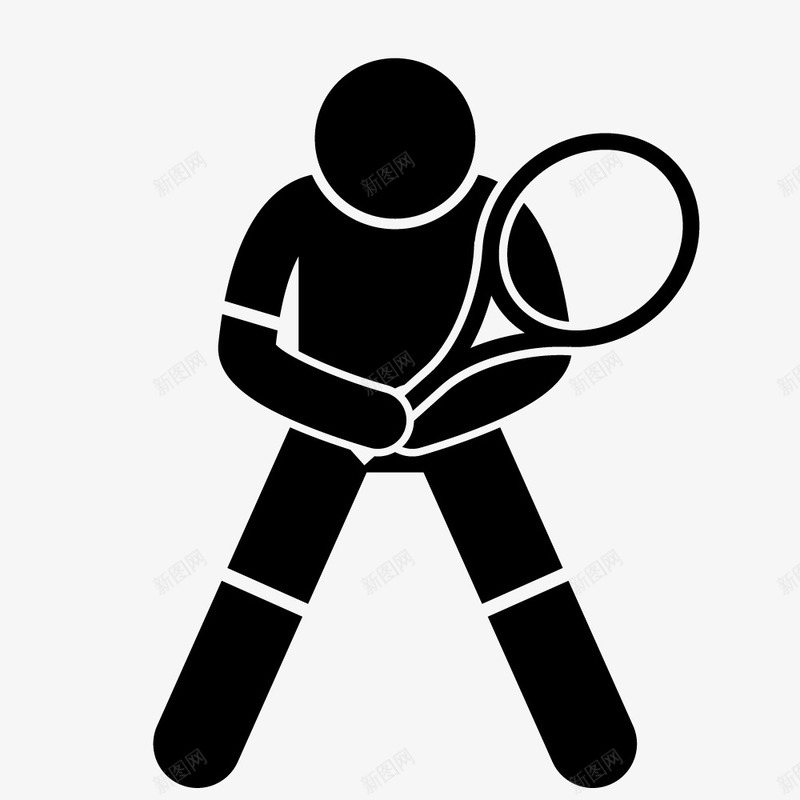 手绘网球人物图标png_新图网 https://ixintu.com 体育图标 体育比赛 剪影 打网球 打网球姿势 网球 网球人物 网球比寒 运动人物 黑色人物图标