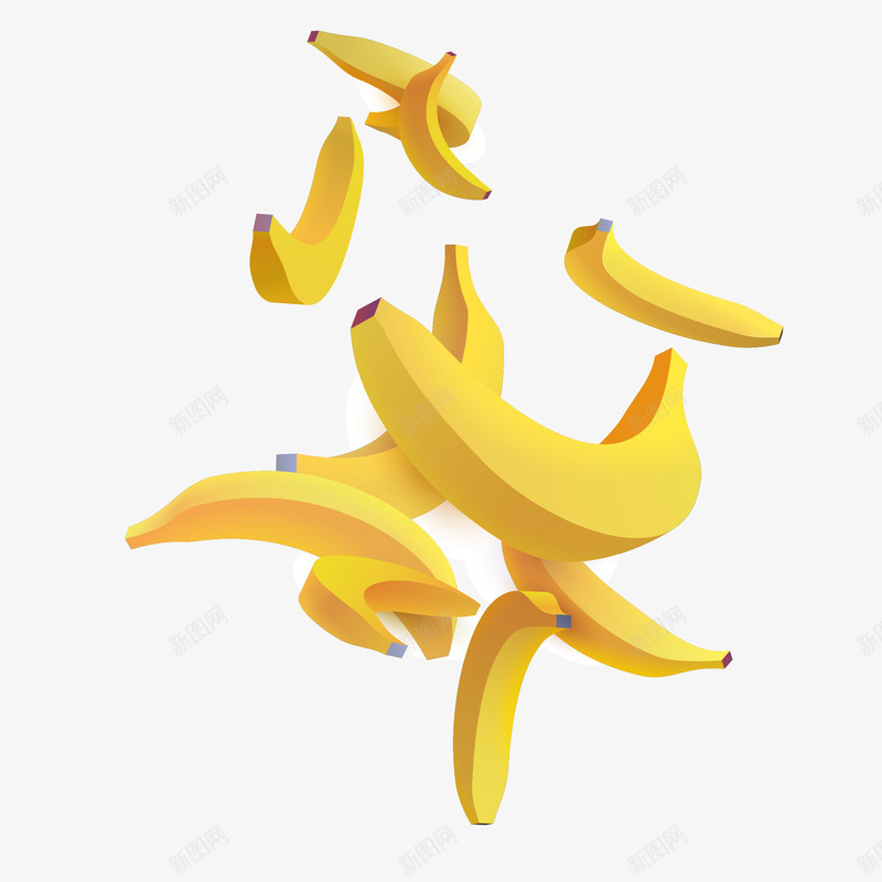 黄色香蕉拼接图案矢量图eps免抠素材_新图网 https://ixintu.com 创意设计 多维度 拼接图案 拼接模块 空间立体 黄色香蕉 矢量图