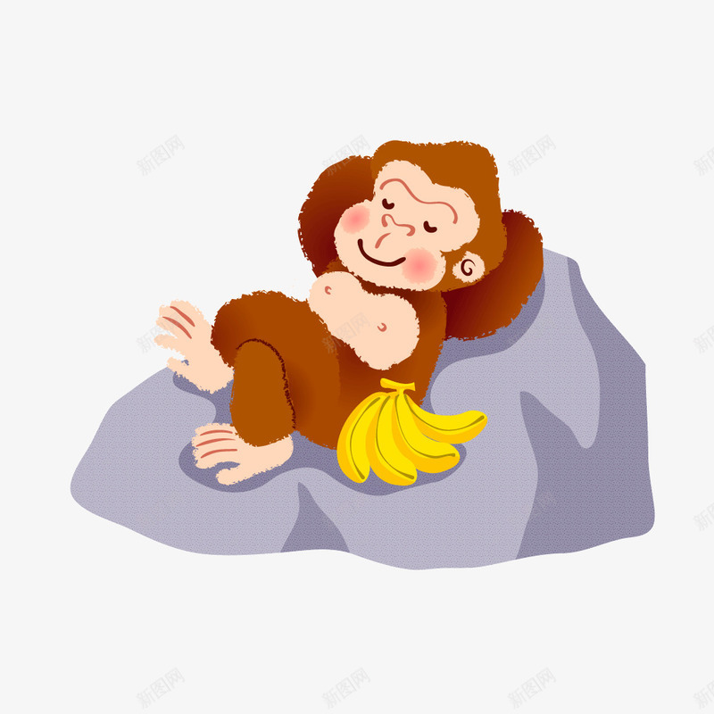 卡通猴子香蕉睡觉png免抠素材_新图网 https://ixintu.com 卡通 猴子 睡觉 香蕉