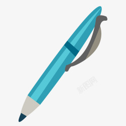时尚钢笔手绘蓝色钢笔矢量图高清图片