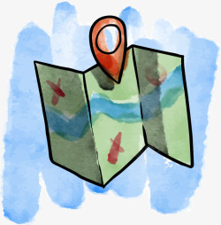 水彩精美折纸地图坐标素材