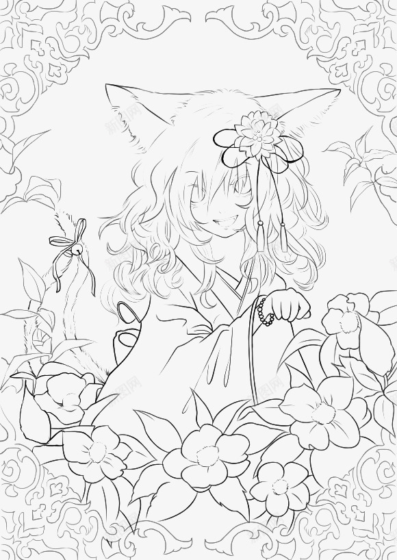 线描人物手绘png免抠素材_新图网 https://ixintu.com 卡通 卡通人物 卡通形象 手绘 手绘线稿 线稿
