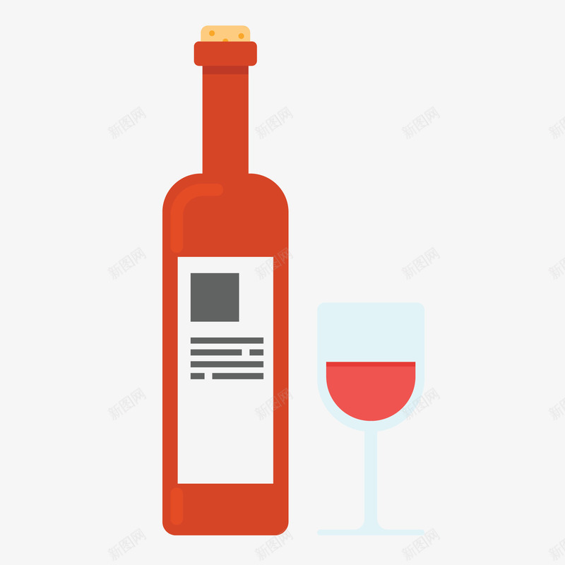 卡通红酒瓶png免抠素材_新图网 https://ixintu.com 卡通酒瓶 红色酒杯 红色酒瓶 红酒贴图 背景装饰