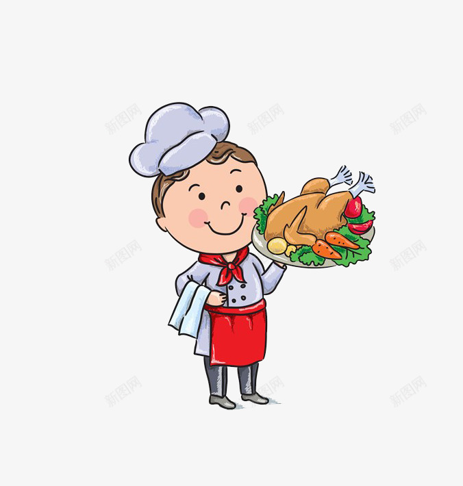 卡通厨师烤鸡png免抠素材_新图网 https://ixintu.com 厨师 厨房 服务 烤鸡