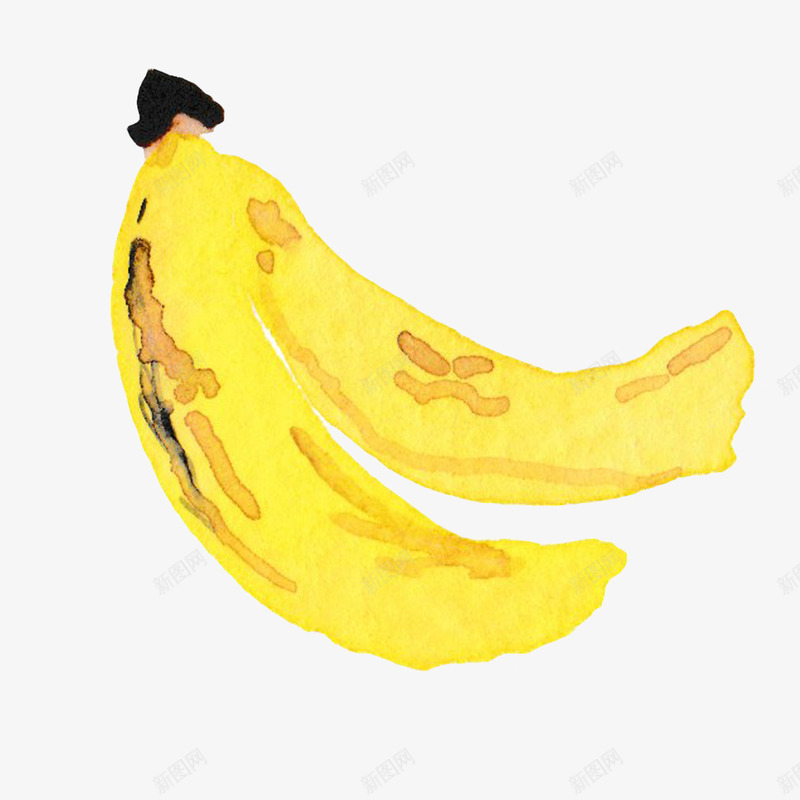 手绘水彩黄色香蕉png免抠素材_新图网 https://ixintu.com 水彩 香蕉 黄色