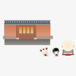 古风娃娃古代大鼓高清图片