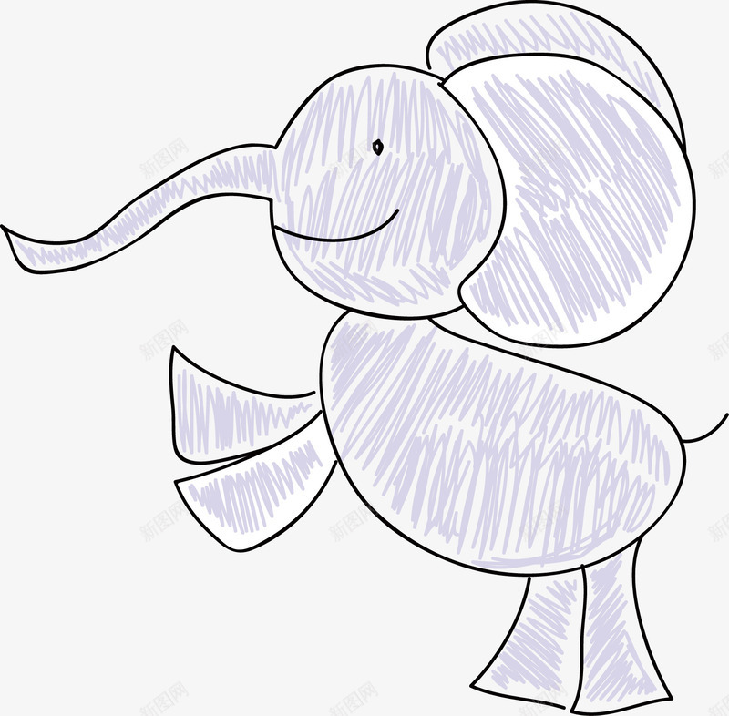 大象简笔画png免抠素材_新图网 https://ixintu.com 卡通 大象 手绘 简笔画 线稿