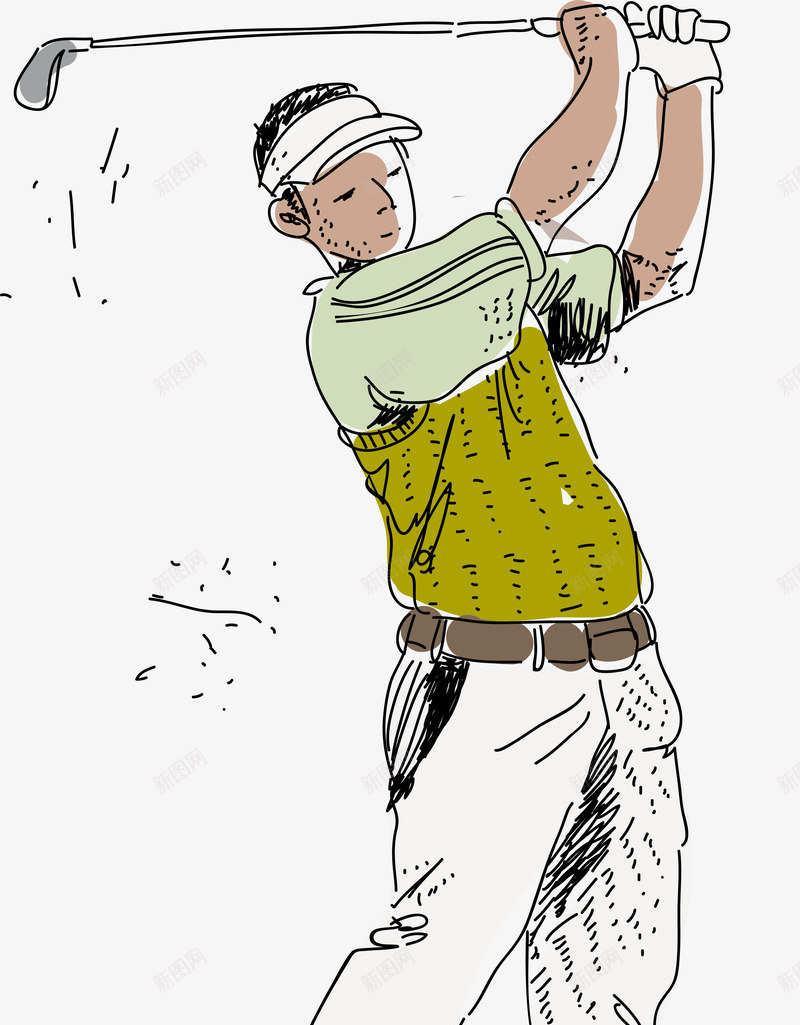打高尔夫的人png免抠素材_新图网 https://ixintu.com 人物 体育 健身锻炼 手绘 矢量图案 运动 速写 高尔夫球