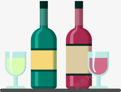 酒瓶和酒杯插图矢量图素材