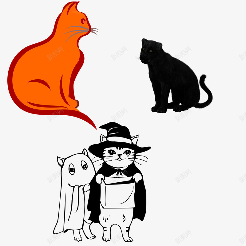 三种颜色猫的休闲状态png免抠素材_新图网 https://ixintu.com 三种 休闲 状态 猫 颜色