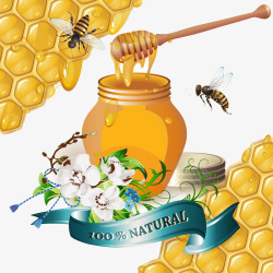 蜂蜜与蜜蜂矢量图素材