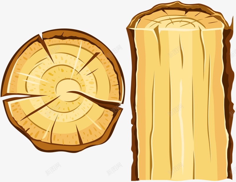 劈柴的木头png免抠素材_新图网 https://ixintu.com 卡通 圆木 年轮 砍柴