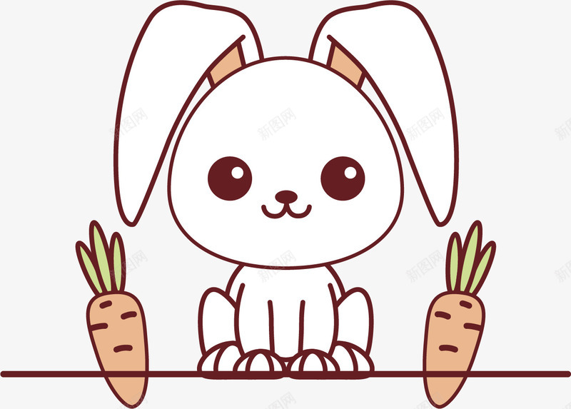 卡通小白兔装饰插画png免抠素材_新图网 https://ixintu.com 动物 卡通小白兔动物贴纸 卡通贴纸 可爱 可爱动物 小白兔 胡萝卜