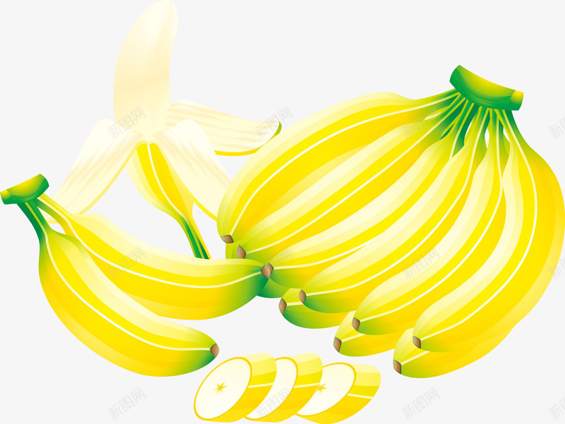 香蕉片矢量图ai免抠素材_新图网 https://ixintu.com 一串香蕉 剥开皮的香蕉 矢量图