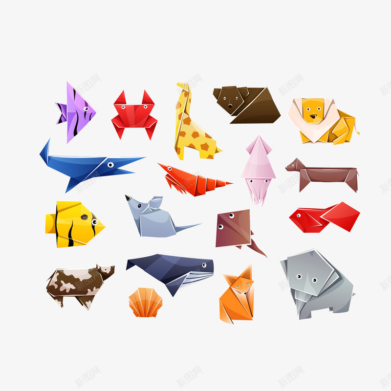 章鱼动物折纸png免抠素材_新图网 https://ixintu.com 创意动物 动物折纸 动物样式