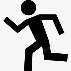 男人侧脸跑步的人的剪影图标高清图片