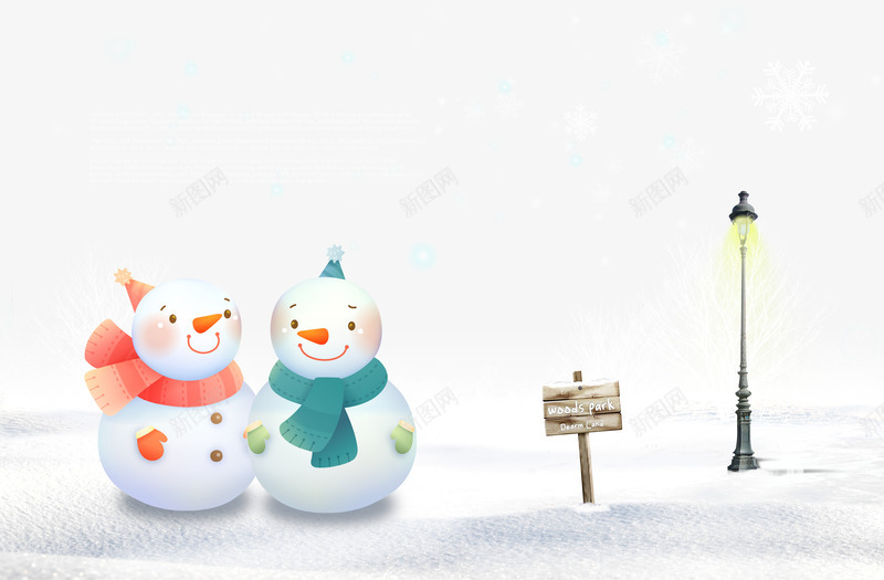 雪娃娃的圣诞节png免抠素材_新图网 https://ixintu.com 卡通背景 雪娃娃