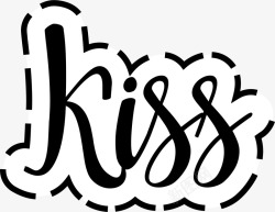 kiss黑色艺术字贴纸素材