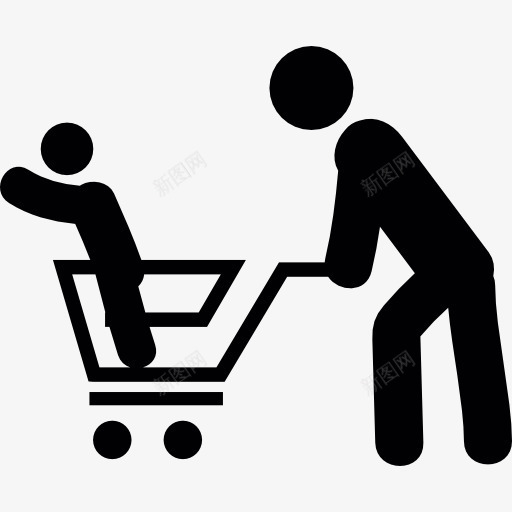 男人和他的儿子在购物车图标png_新图网 https://ixintu.com 买家庭车 人 商务 购物
