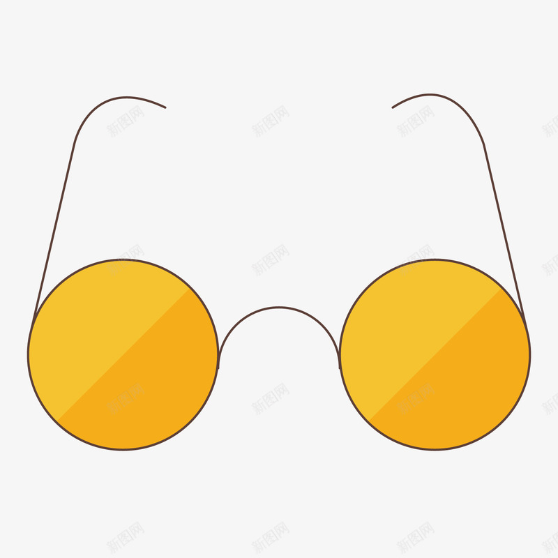黄色眼镜矢量图ai免抠素材_新图网 https://ixintu.com 圆弧 扁平化 手绘 斜纹 眼镜 纹理 线稿 黄色 矢量图