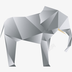 折纸风大象插画矢量图素材