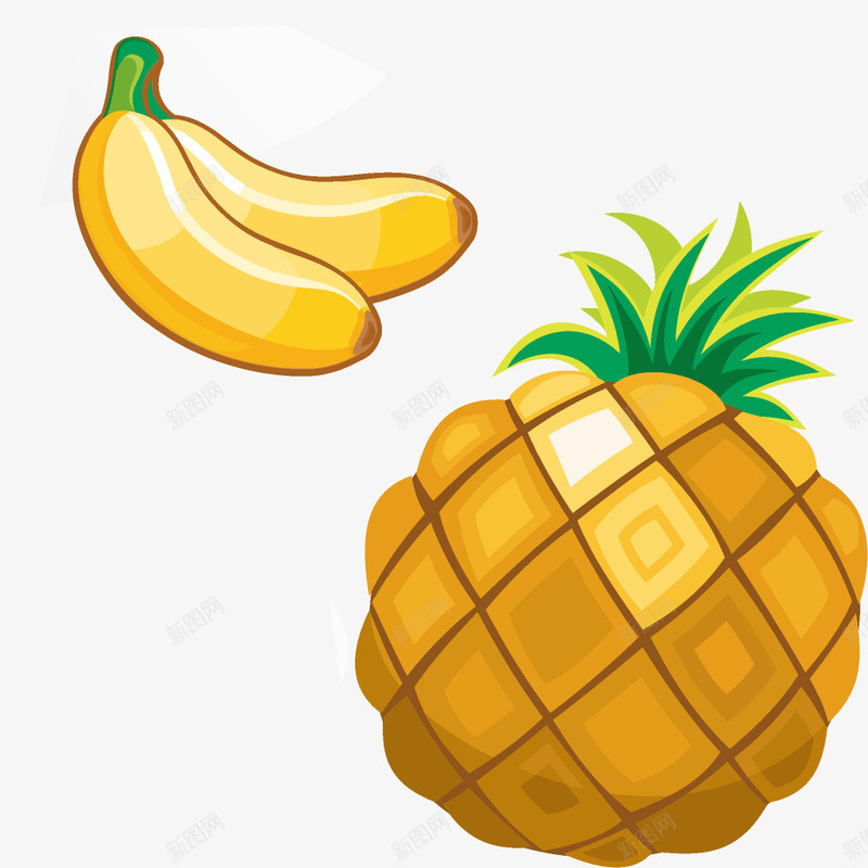 水果psd免抠素材_新图网 https://ixintu.com 儿童节元素 卡通素材 手绘素材 菠萝 香蕉